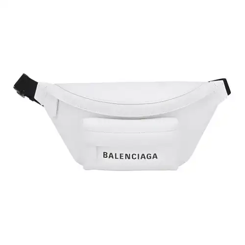Balenciaga Logo Calfskin Crossbody Fanny Pack Women's White