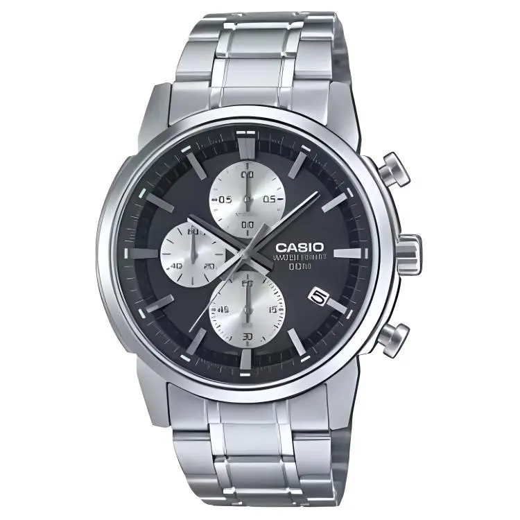 CASIO Quartz Movement Stainless Steel Strap Watch Unisex Black Dial