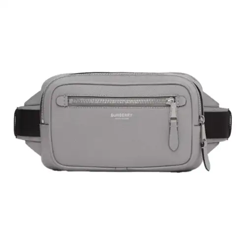 Burberry Letter Grain Leather Sling Bag, Crossbody Bag, Fanny Pack Men's Cloud Gray