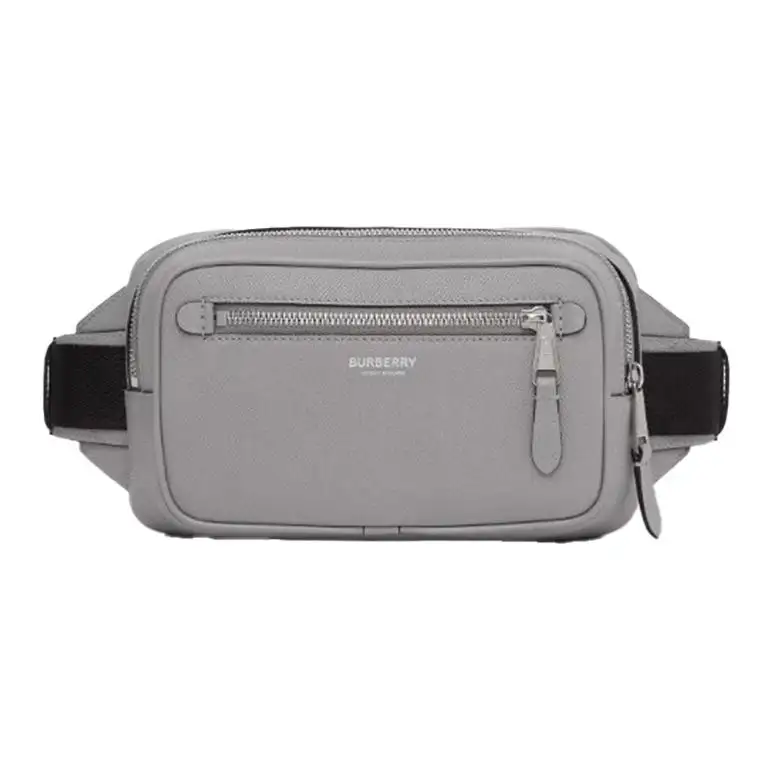 Burberry Letter Grain Leather Sling Bag, Crossbody Bag, Fanny Pack Men's Cloud Gray