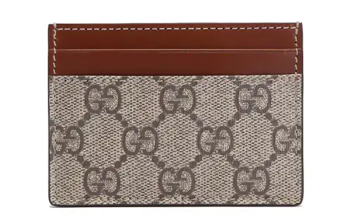 GUCCI Canvas With Leather Card Holder Card Holder Regular Unisex Ebony/Brown