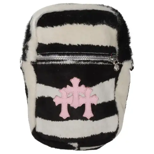 Chrome Hearts Leather Cell Phone Pouch, Shoulder Bag, Crossbody Bag Women's Black/White