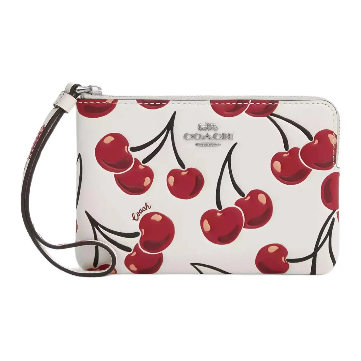 COACH Corner Zip Leather Clutch Mini Women's Chalk