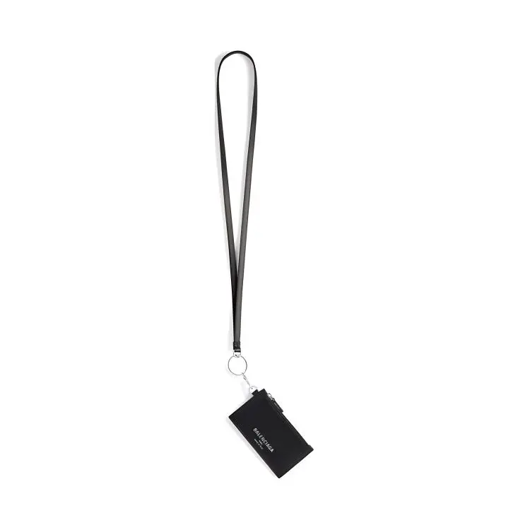 Balenciaga Cow Leather Card Holder Unisex Black