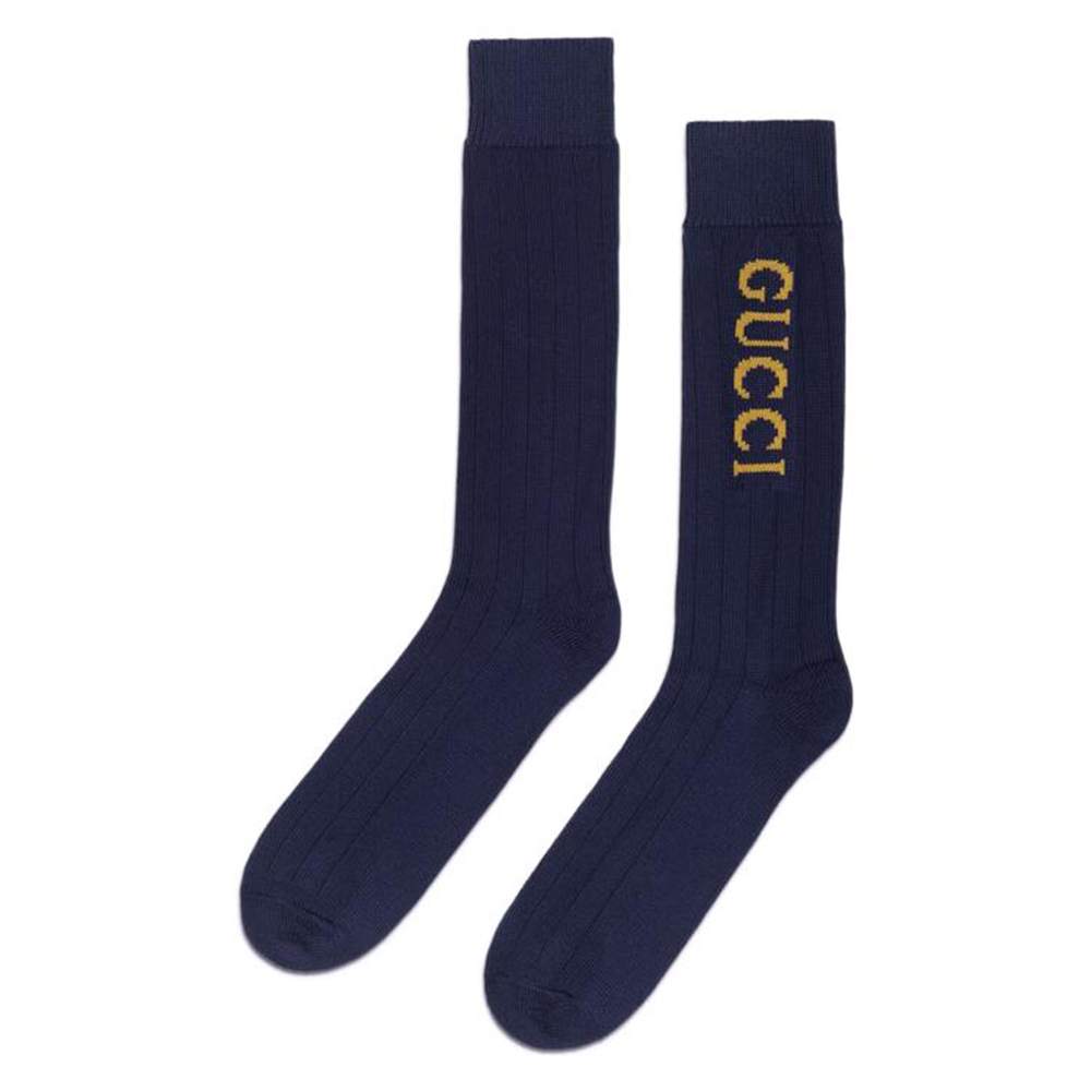 intarsia-knit logo socks