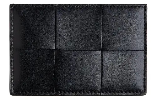 Bottega Veneta Strip Cow Leather, Leather Coin Purse Wallet Women's Black