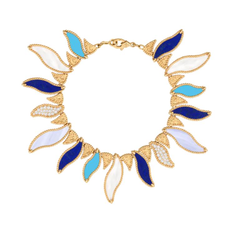 Van Cleef & Arpels Van Cleef & Arpels Lucky Summer Series Logo Design 18K Gold Chalcedony Diamond Bracelet Unisex Couple Style Gold