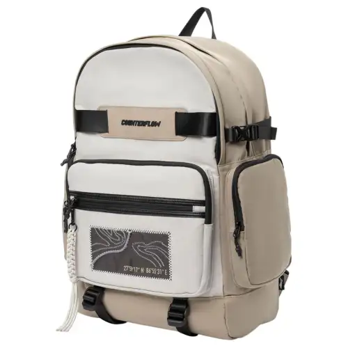 Li Ning Fabric Sports Backpack Regular Unisex Beige Brown