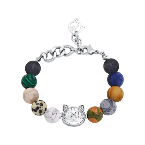 PEACE & CAT Ore Bead, Titanium Steel, Elastic String Beaded Bracelets Unisex