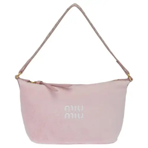 MIU MIU Terry Fabric With Leather Shoulder Bag Mini Women's Petal Pink