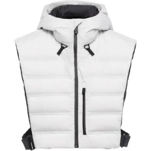 PRADA Vests Men's White Hooded Non Detachable