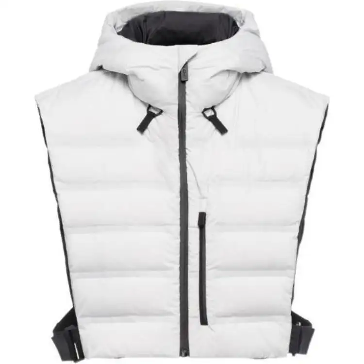 PRADA Vests Men's White Hooded Non Detachable