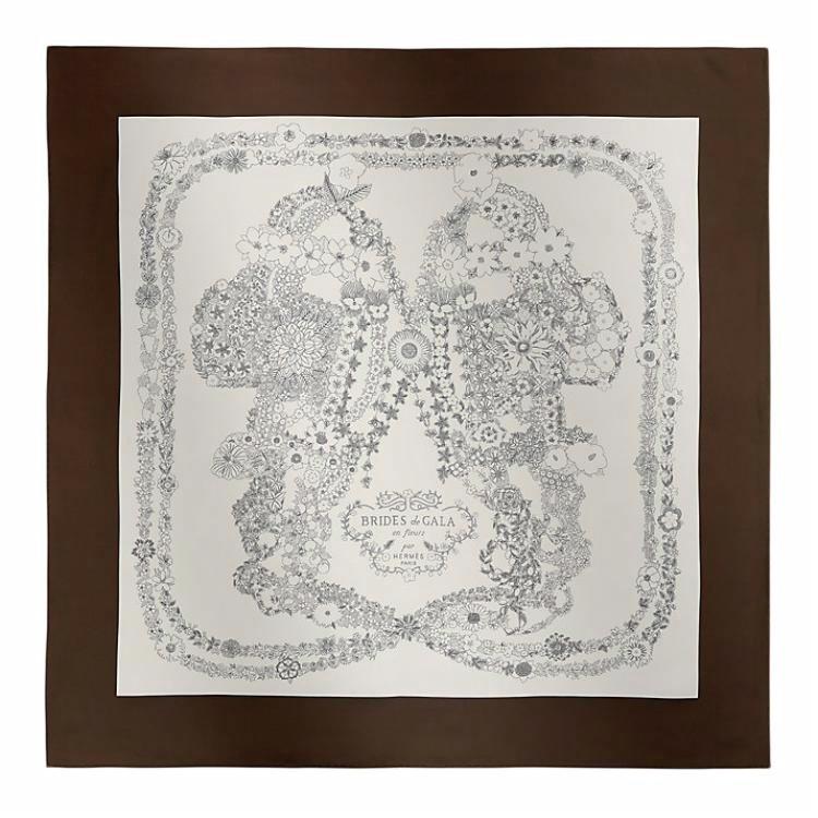 Женский шарф Hermes (бело-коричневый)