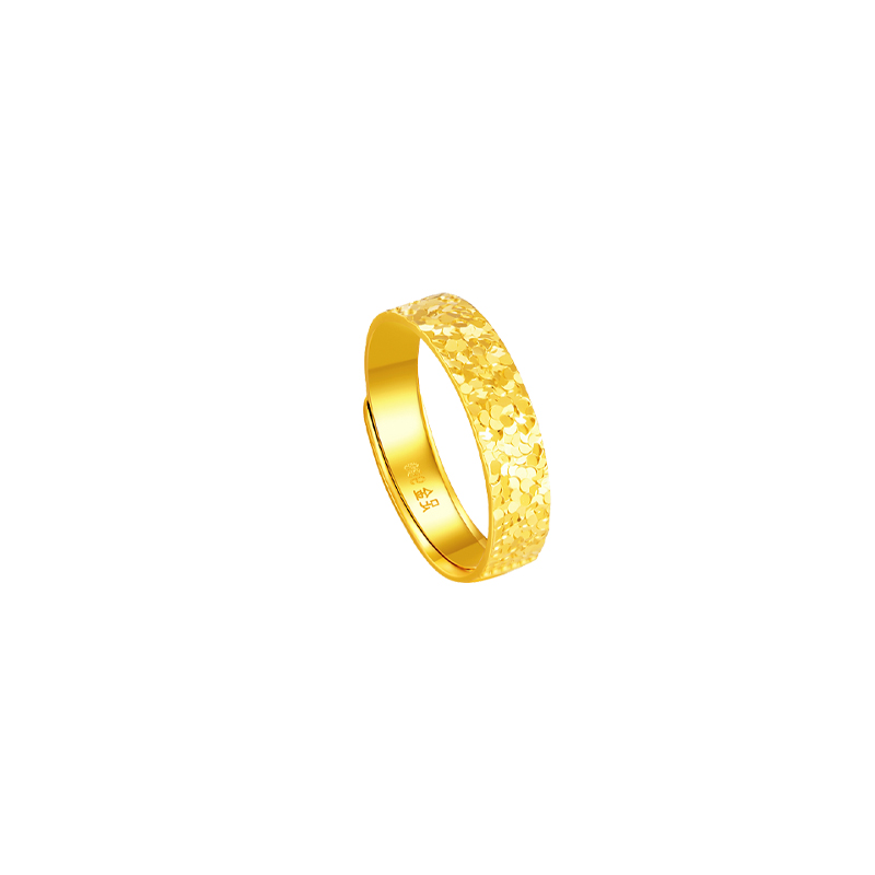 Chinese jewelry SINO GEM broken ice open pair ring, sparkling broken ice, light luxury niche high-end sense ins style design, elegant and high-end sense, daily versatile dating item #good luck, pure gold, priced by the gram, ring, same style for men and women, couple style
