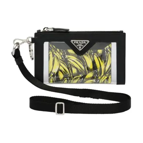 PRADA PVC Card Holder Regular Unisex Black