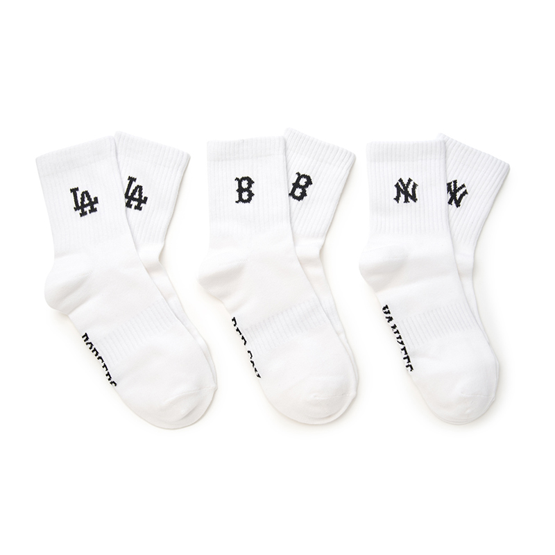 MLB BOSTON REDSOXNew York Yankees Los Angeles Dodgers Crew Socks Unisex 3 Pack Ecru
