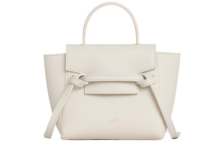 CELINE Belt Cow Leather Catfish Bag, Handbag, Portable Crossbody Bag, Shoulder Bag Women's Candy Ecru