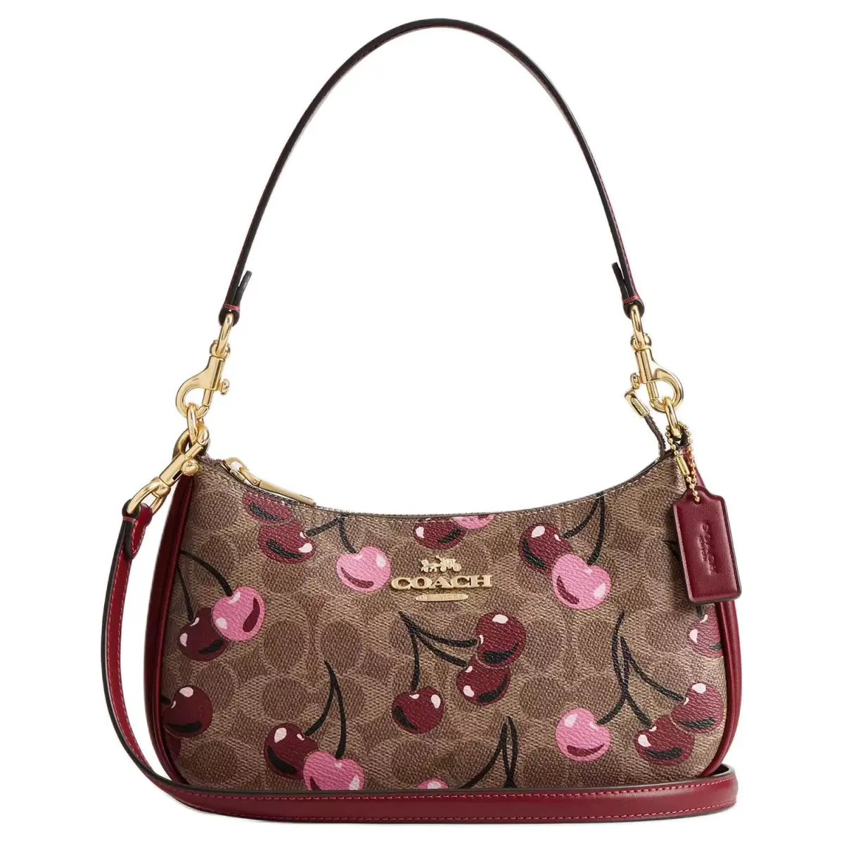 COACH Teri Coated Canvas Shoulder Bag, Crossbody Bag, Handbag Medium Women's Gold & Multicolor