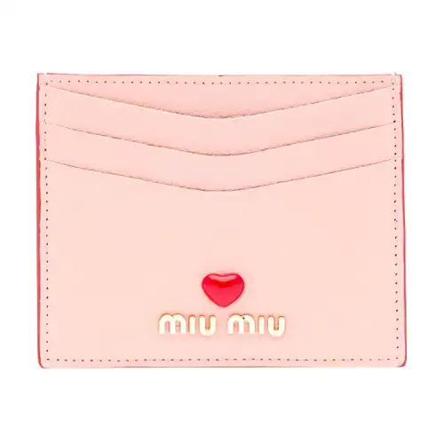 MIU MIU Leather Card Holder Mini Women's Pink