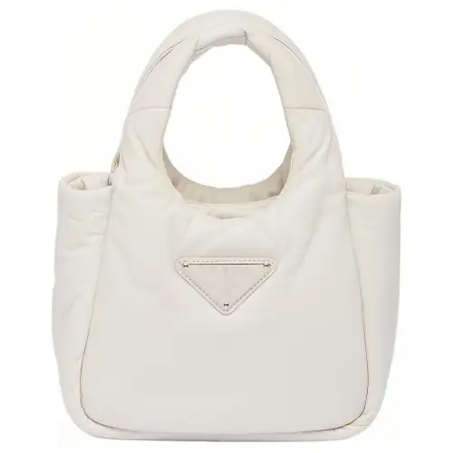 PRADA Soft Sheepskin Leather Handbag Mini Women's White