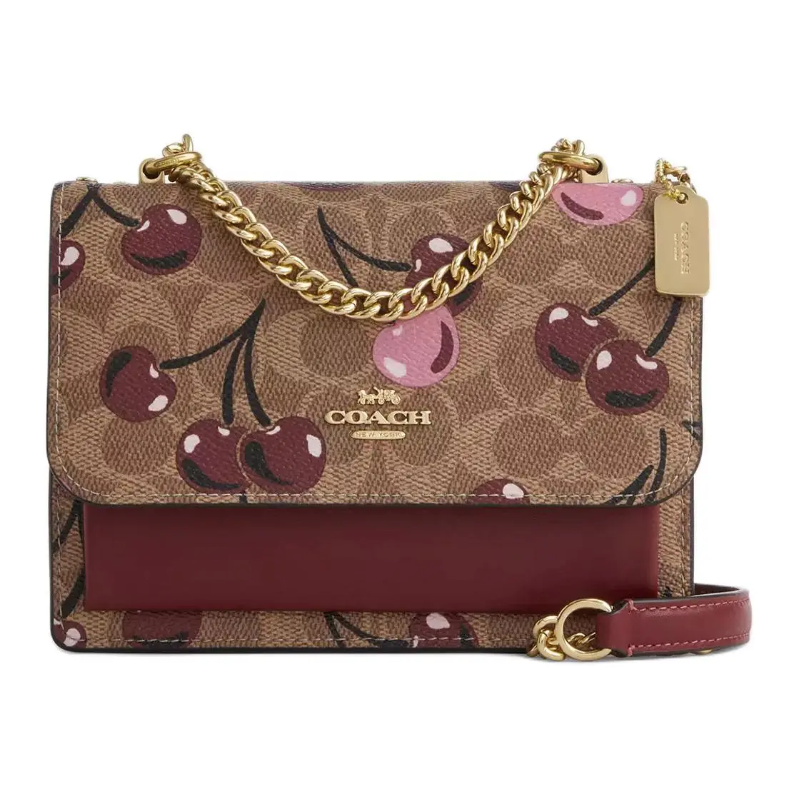 COACH Klare Coated Canvas With Leather Crossbody Bag, Shoulder Bag Small Women's Gold & Umber & Multicolor