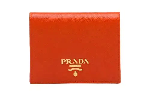 PRADA Saffiano Leather Wallet Small Women's Orange