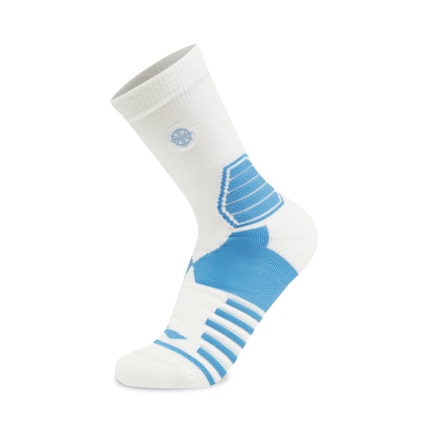 Li Ning Basketball Collection Crew Socks Unisex 1 Pack Standard White/Light Sky Blue/Island Blue