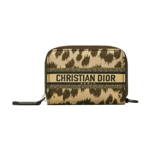 DIOR Travel Technical Fabric Clutch Coin Purse With Card Holder Women's Beige