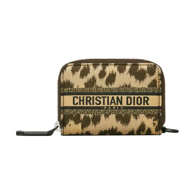 DIOR Travel Technical Fabric Clutch Coin Purse With Card Holder Women's Beige