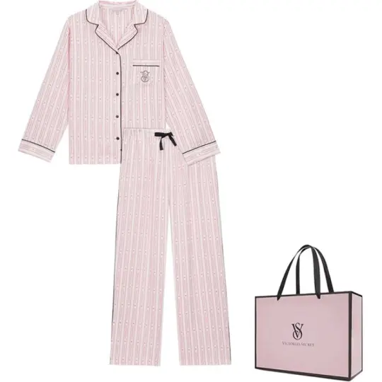 Victoria's Secret Pajama Set Refined Print Silky Skin Friendly Women's Light Pink