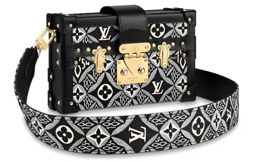 LOUIS VUITTON PETITE MALLE Jacquard Hard Box Shoulder Bag Regular Women's Gray