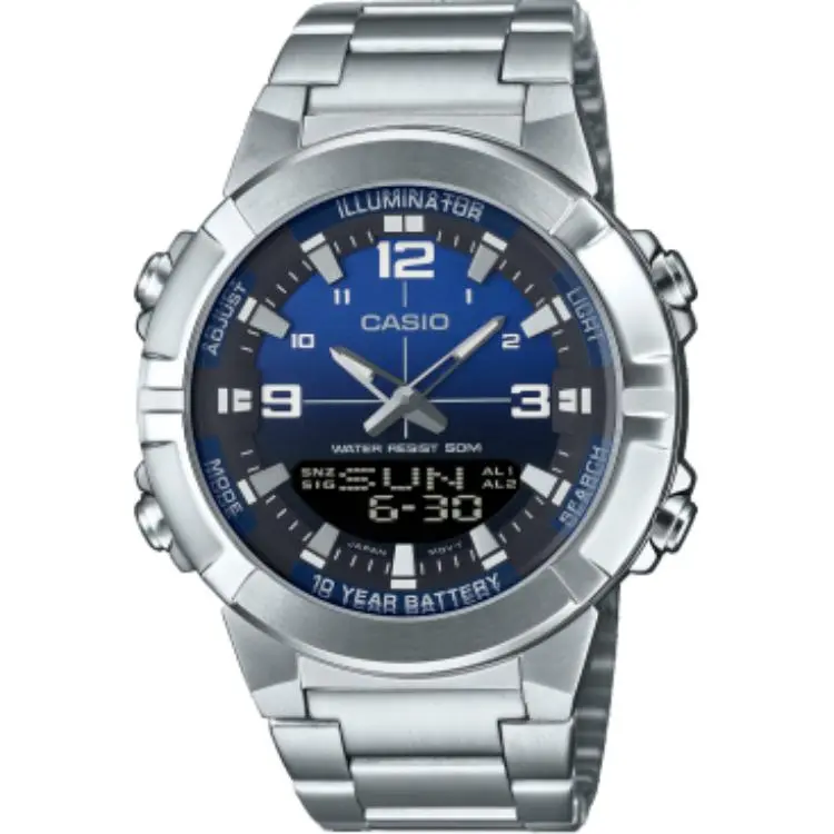 CASIO Quartz Movement Stainless Steel Strap Watch Unisex Blue Dial