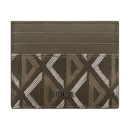 DIOR CD Diamond Canvas Card Holder Men's Khaki