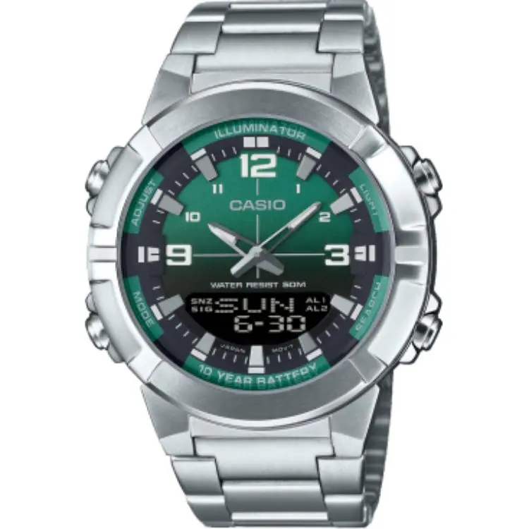 CASIO 50 Meters Waterproof Quartz Movement Watch Unisex Green Dial