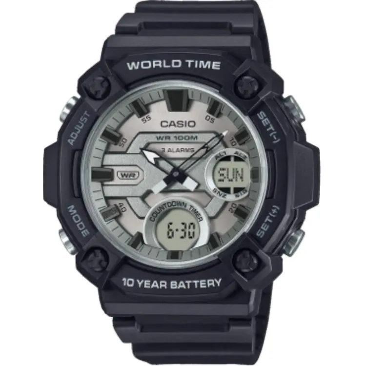 CASIO Quartz Movement Resin Strap Watch Unisex Silver Dial