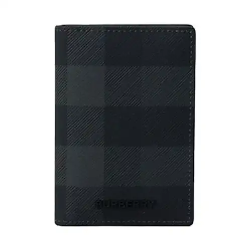 Burberry Polyurethane Card Holder Men's Charcoal Gray