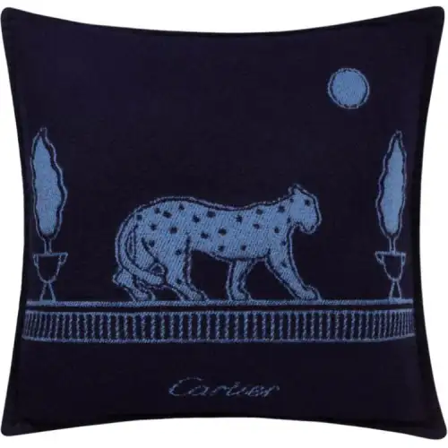 CARTIER/Cartier PANTHÈRE DE CARTIER cheetah cushion cushion/cushion navy blue 50cm×50cm