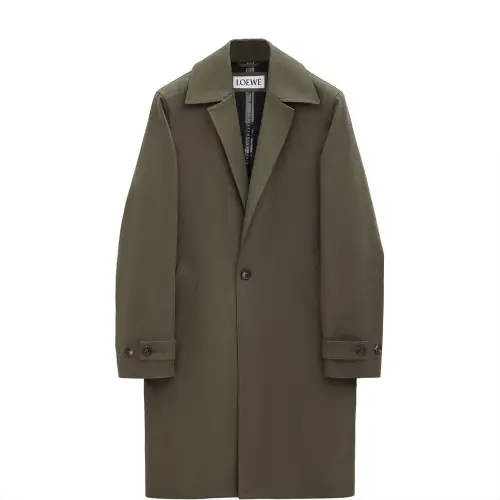 LOEWE Coats Men's Green Lapel Moderate Straight Fit