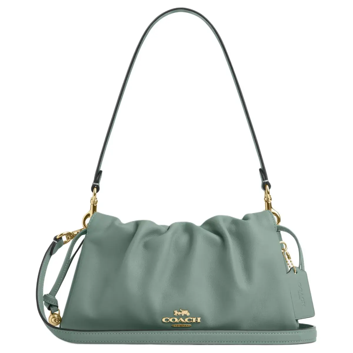COACH Faye Leather Crossbody Bag, Shoulder Bag Medium Women's Gold With Sage Green