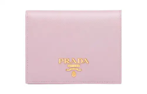 PRADA Saffiano Leather Wallet Women's Cherry Blossom Pink