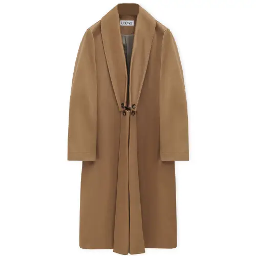 LOEWE Coats Men's Khaki Lapel Moderate Straight Fit