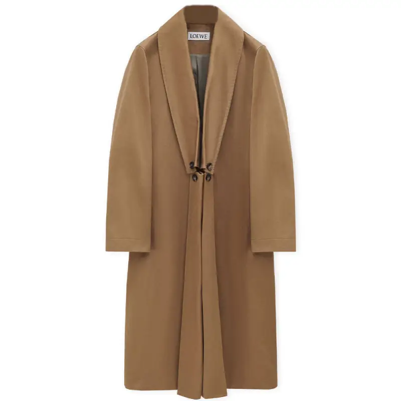 LOEWE Coats Men's Khaki Lapel Moderate Straight Fit