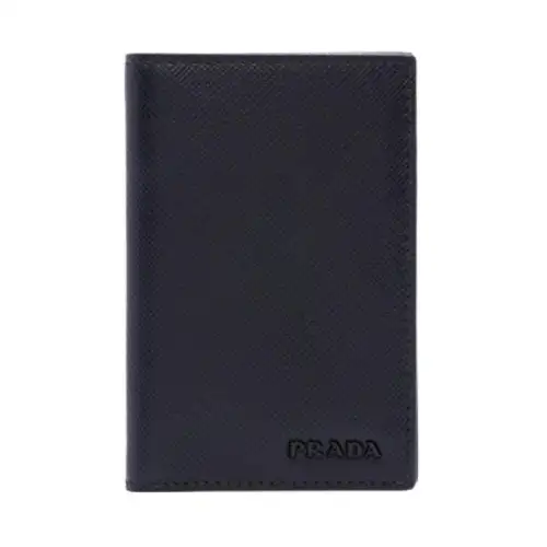 PRADA Leather Card Holder Men's Black
