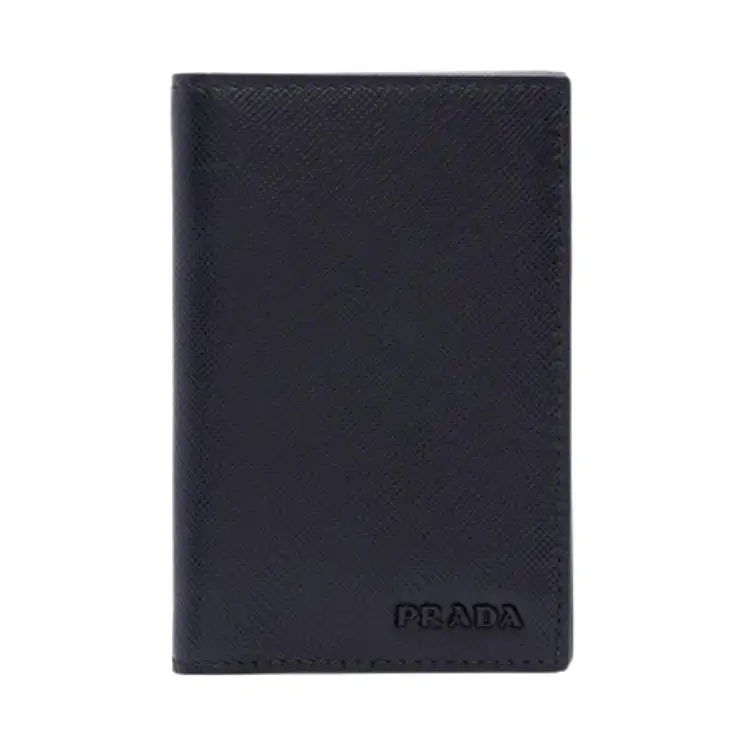 PRADA Leather Card Holder Men's Black
