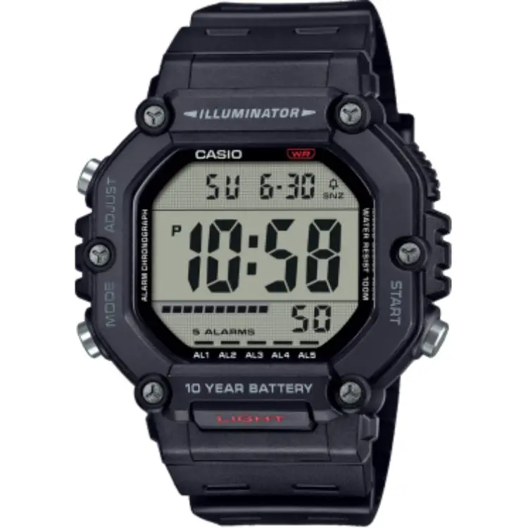 CASIO Digital Square Dial Small Block 100m Waterproof Quartz Movement Watch Unisex Gray Dial