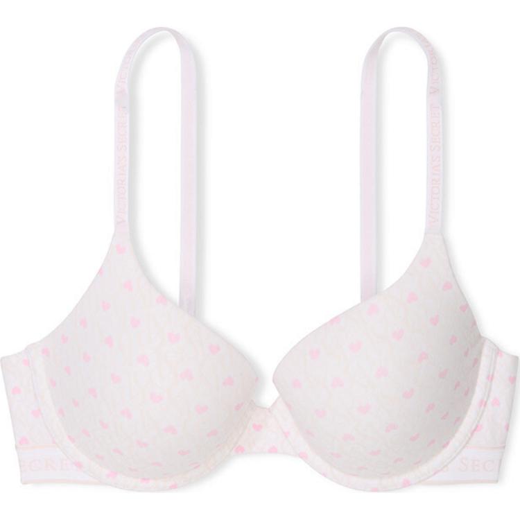 Victoria's Secret /Victoria's Secret SS25 Valentine's Day Series Full Cup Logo Push-Up Bra Women's Love Pink and White