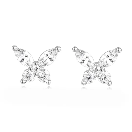 Apm Monaco LUMIERE Synthetic Cubic Zirconia Stud Earrings Women's Silver White