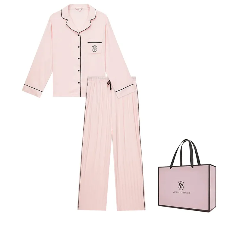 Victoria's Secret Pajama Set Lightweight Smooth And Sleek Shiny Satin Women's Pink