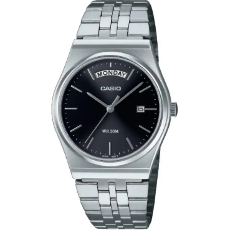 CASIO Quartz Movement Stainless Steel Strap Watch Unisex Black Dial