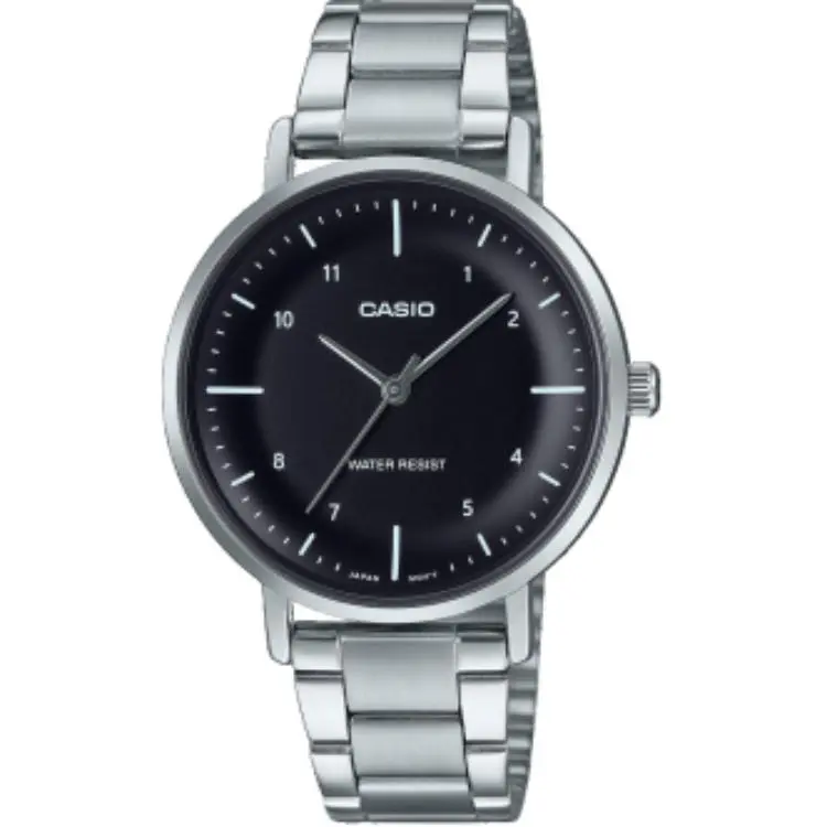 CASIO Quartz Movement Stainless Steel Strap Watch Unisex Black Dial